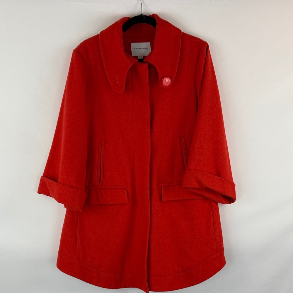 Katherine Barclay Vibrant Red / Orangle Pea Coat Size Large